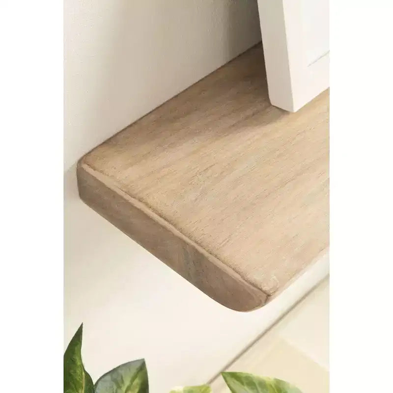 Natural Wood Floating Wall Shelf, 24", Set of 2