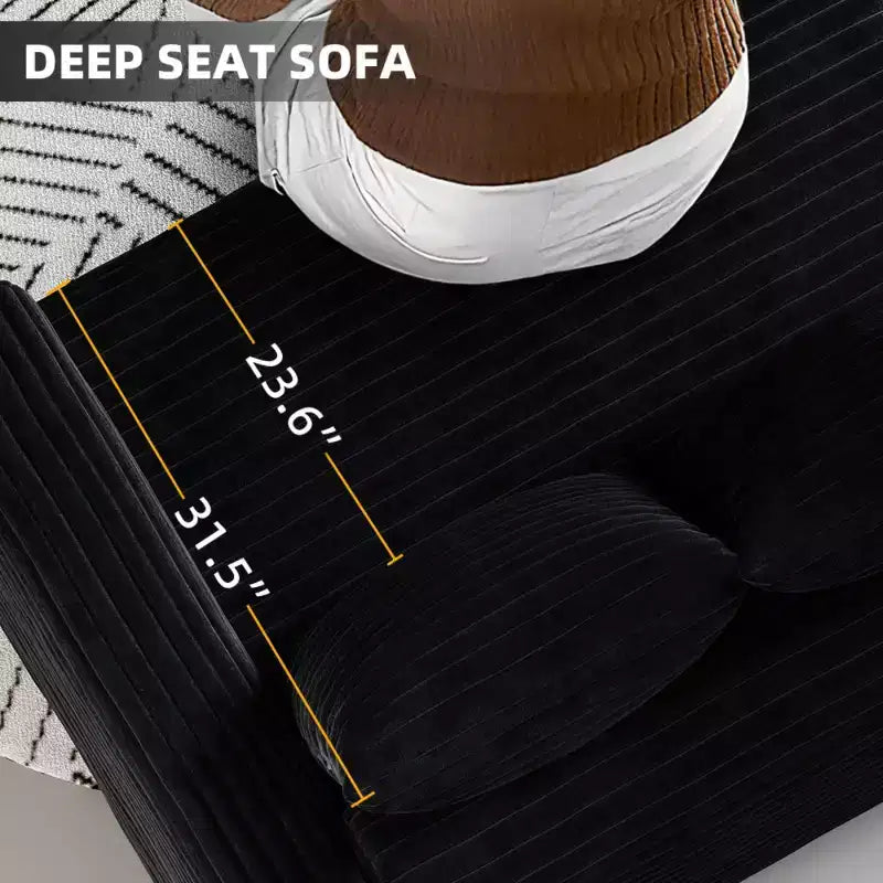 Beige/Black/Brown/Gray/Green Modular Sectional Sofa, 2-Seat Deep Seat Couch with Pillow Back