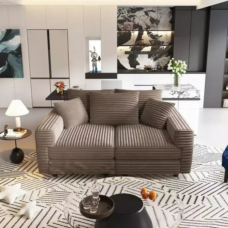 Beige/Black/Brown/Gray/Green Modular Sectional Sofa, 2-Seat Deep Seat Couch with Pillow Back