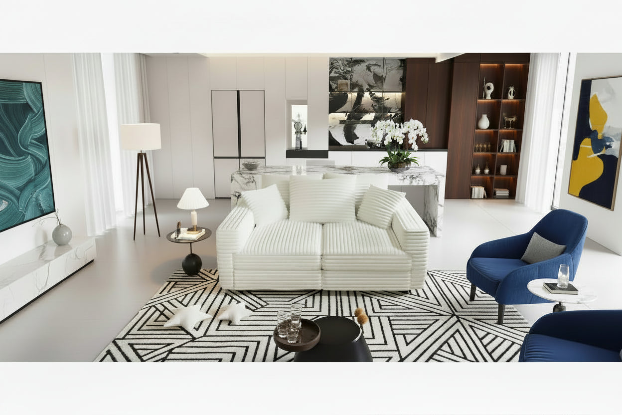 Beige/Black/Brown/Gray/Green Modular Sectional Sofa, 2-Seat Deep Seat Couch with Pillow Back