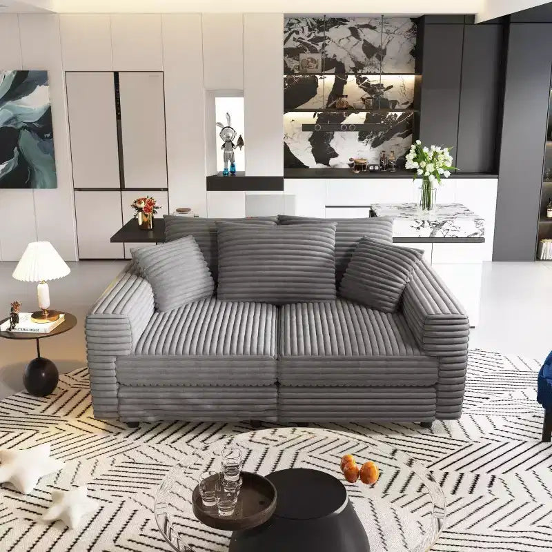 Beige/Black/Brown/Gray/Green Modular Sectional Sofa, 2-Seat Deep Seat Couch with Pillow Back