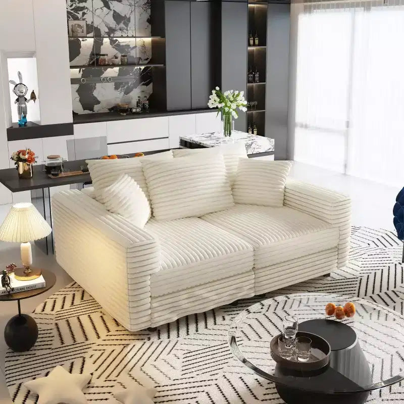 Beige/Black/Brown/Gray/Green Modular Sectional Sofa, 2-Seat Deep Seat Couch with Pillow Back