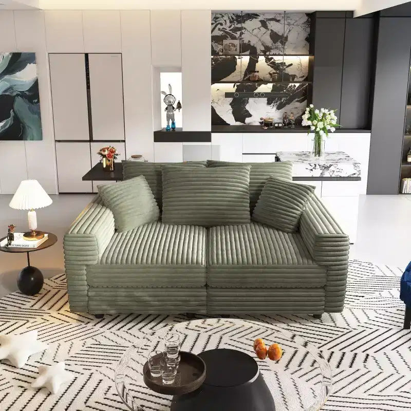 Beige/Black/Brown/Gray/Green Modular Sectional Sofa, 2-Seat Deep Seat Couch with Pillow Back