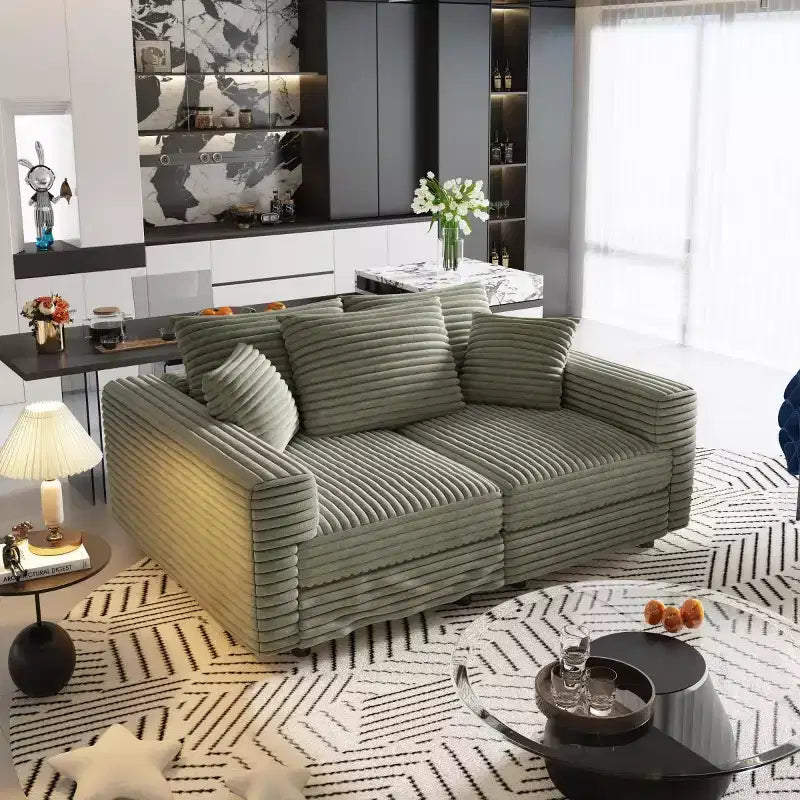 Beige/Black/Brown/Gray/Green Modular Sectional Sofa, 2-Seat Deep Seat Couch with Pillow Back