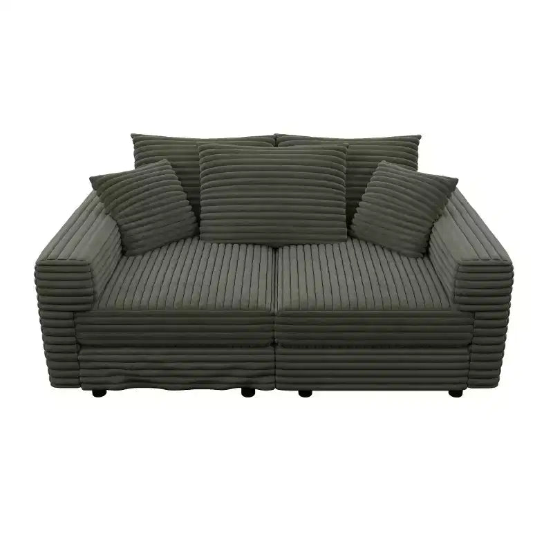 Beige/Black/Brown/Gray/Green Modular Sectional Sofa, 2-Seat Deep Seat Couch with Pillow Back