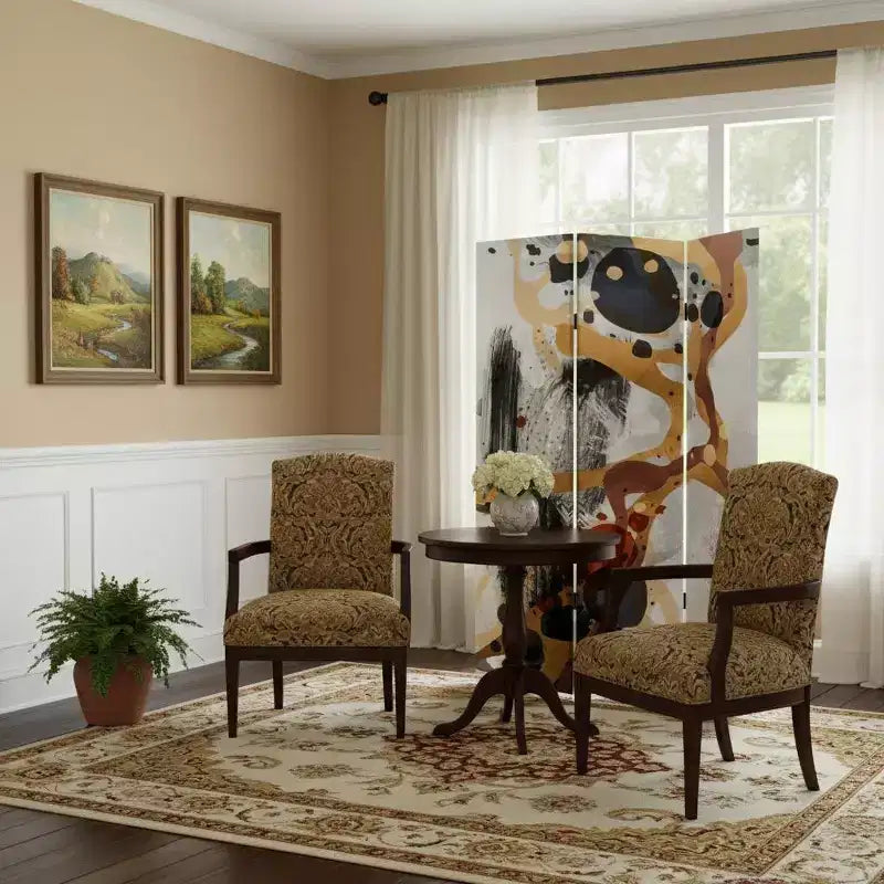 Black & White Canvas Folding 3-Panel Room Divider