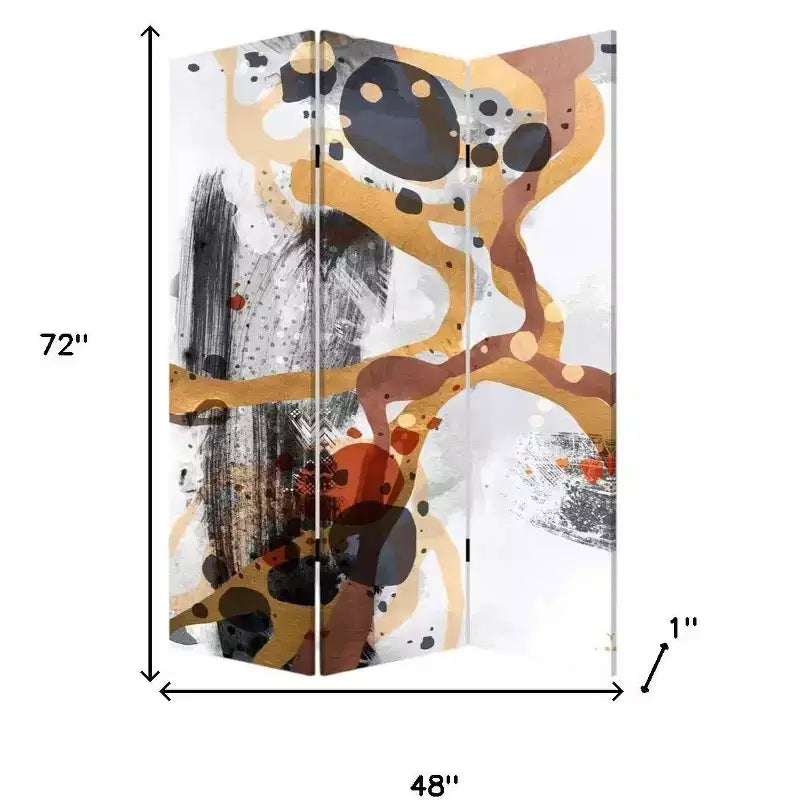Black & White Canvas Folding 3-Panel Room Divider