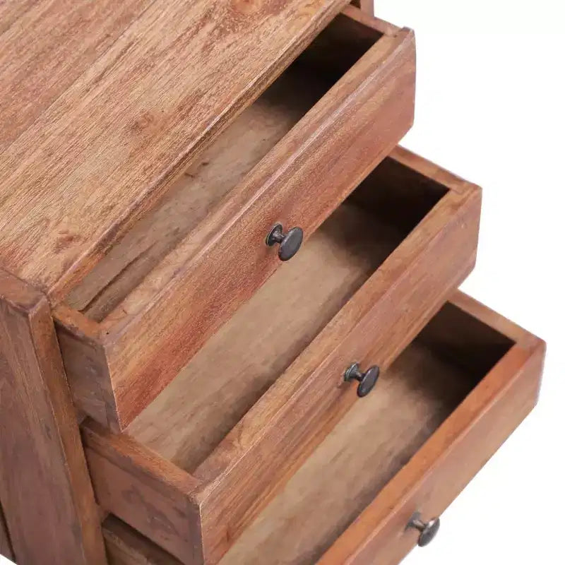 Brown 3-Drawer Solid Mahogany Nightstand, Single