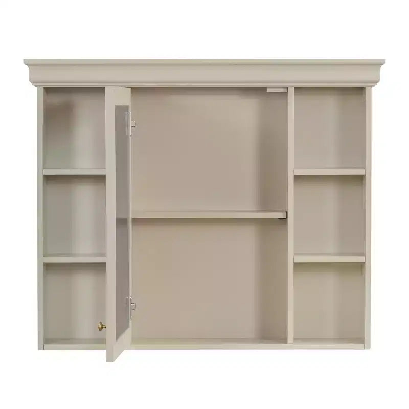 White Wall-Mounted Medicine Cabinet with Mirror Door, 8 Shelves, 1-Person