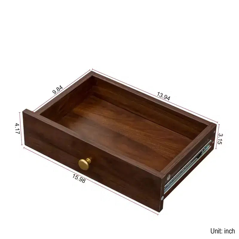 Walnut Fold-Out Wall Desk with Cabinet, 1 Drawer & 2 Glass Doors, Single-Person