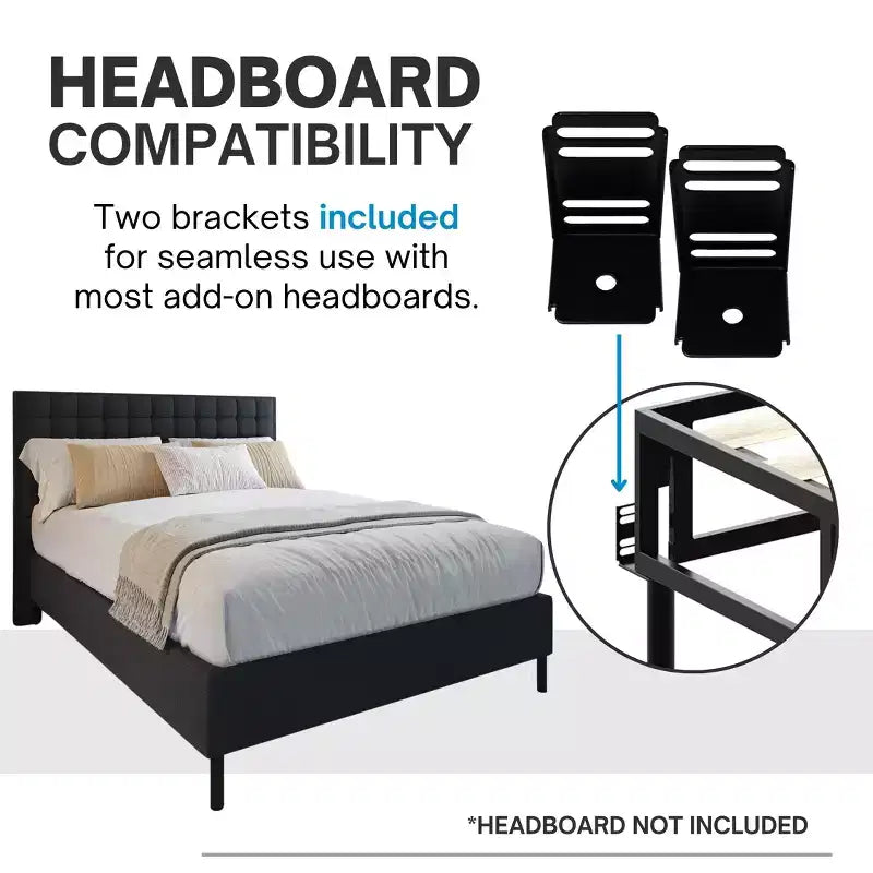 Black Steel 2-in-1 Mattress Foundation & Bed Frame with Roll-Out Slats, Single Use