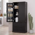 Tall Kitchen Pantry Cabinet with 2 Large Drawers,Fluted Pantry Organizer Storage Cabinet with 8 Door Shelf,Versatile Cupboard forDining Room