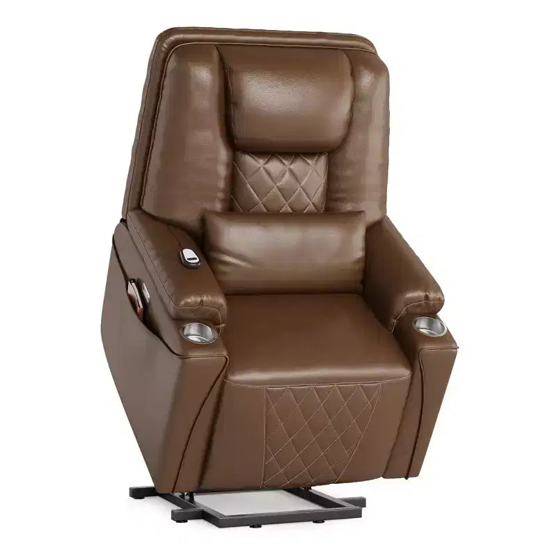Electric Power Lift Recliner Chair Sofa with Remote, 3-Position Reclining, Side Pockets, USB Ports for Living Room, Faux Leather
