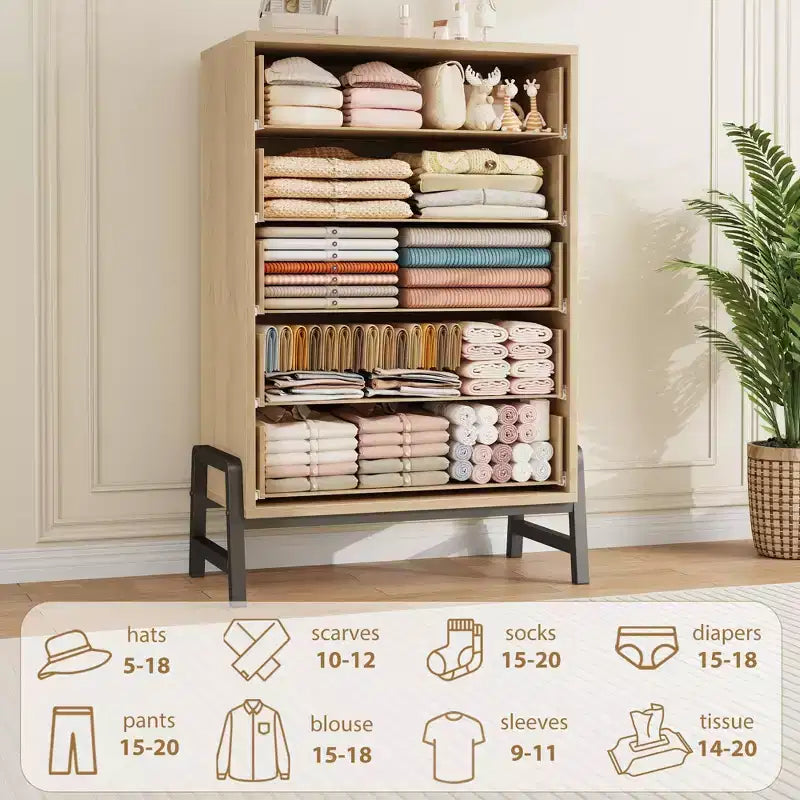 Comfortable dresser for bedroom, 50-inch high drawer with large storage space, freestanding wooden closet for living room, bedroom, entryway