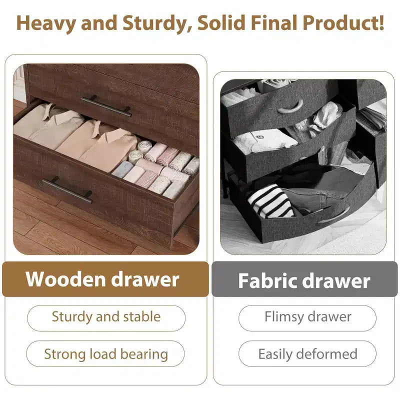 Comfortable dresser for bedroom, 50-inch high drawer with large storage space, freestanding wooden closet for living room, bedroom, entryway