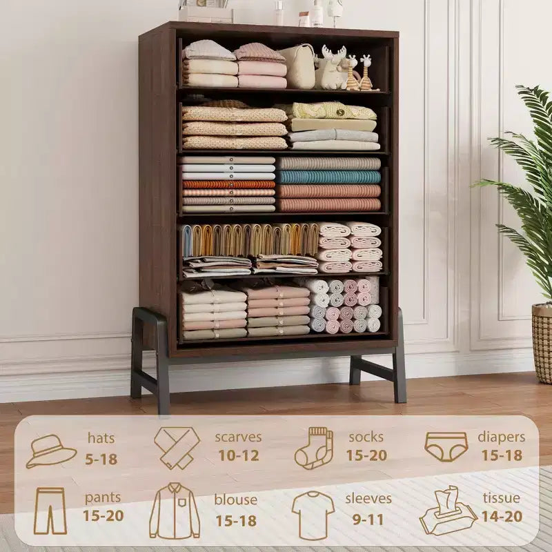 Comfortable dresser for bedroom, 50-inch high drawer with large storage space, freestanding wooden closet for living room, bedroom, entryway