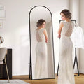 COZONY 65x22 Arched Full Length Mirror, Wall Mounted/Freestanding Full Body Floor Mirror w/Bracket, Black Frame
