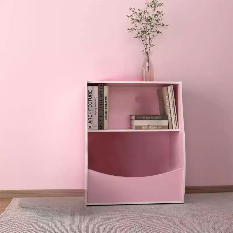 Blue/Pink/White/Yellow 2-Tier Kids Bookshelf with Storage Cubby, Single