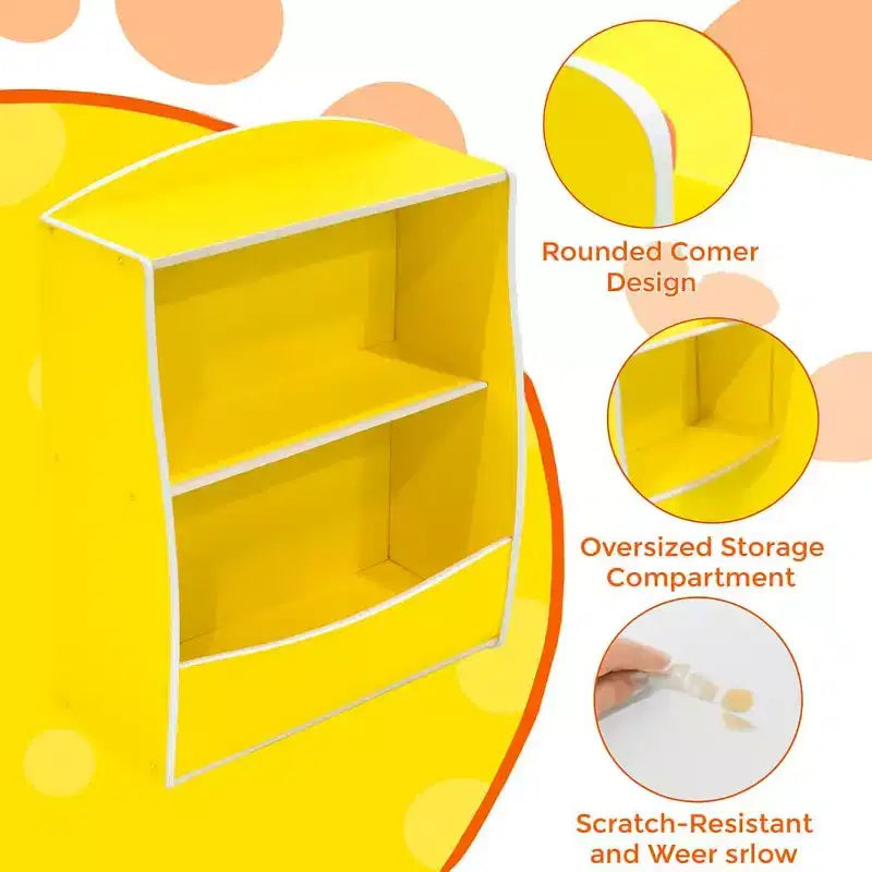 Blue/Pink/White/Yellow 2-Tier Kids Bookshelf with Storage Cubby, Single