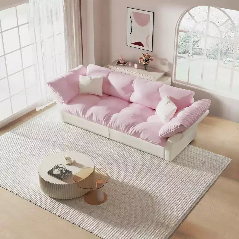 Pink Velvet 3-in-1 Convertible Sofa Bed, Seats 2