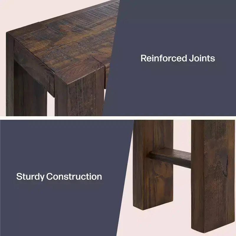 Black / Brown / Oak Solid Wood Narrow Console Table, Modern Farmhouse Style, 1-Person Use