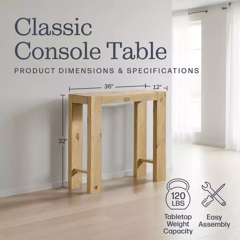Black / Brown / Oak Solid Wood Narrow Console Table, Modern Farmhouse Style, 1-Person Use