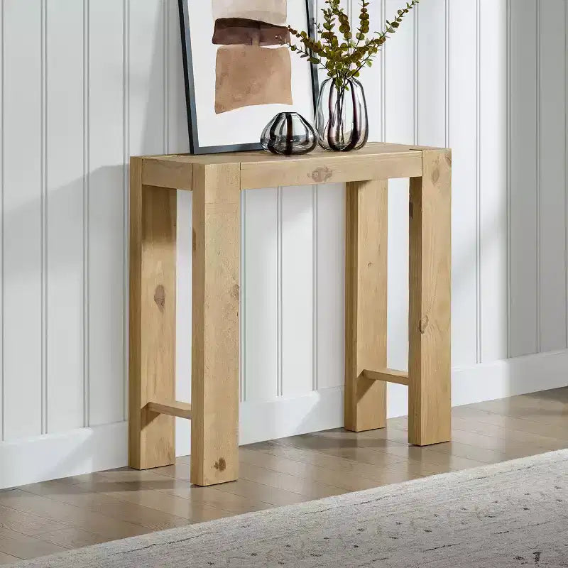 Black / Brown / Oak Solid Wood Narrow Console Table, Modern Farmhouse Style, 1-Person Use