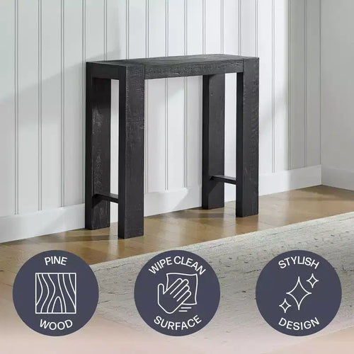 Black / Brown / Oak Solid Wood Narrow Console Table, Modern Farmhouse Style, 1-Person Use