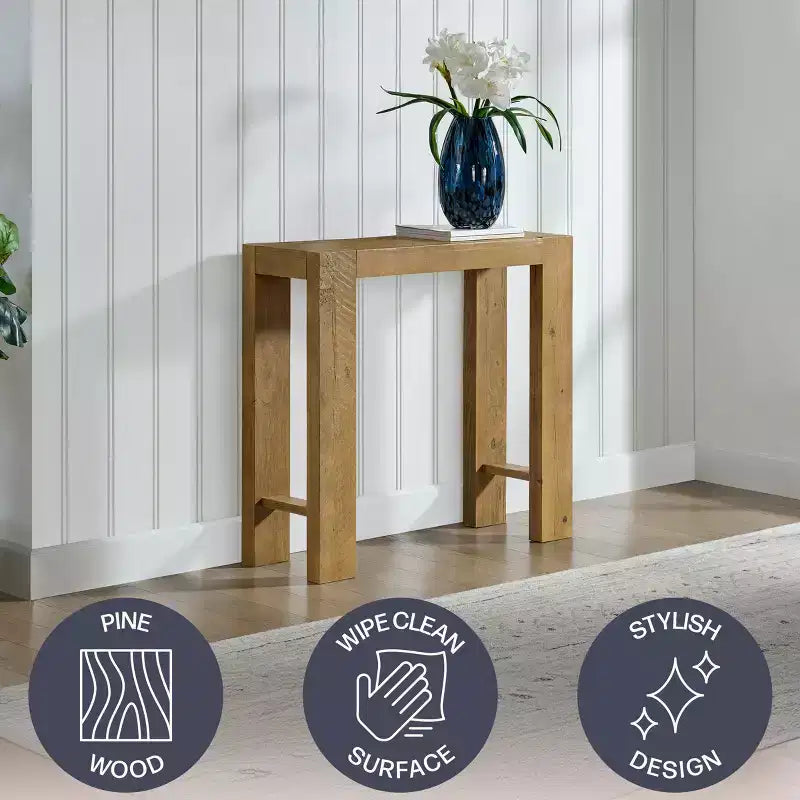Black / Brown / Oak Solid Wood Narrow Console Table, Modern Farmhouse Style, 1-Person Use