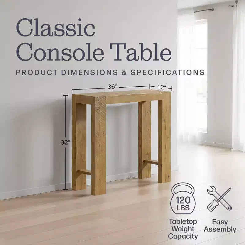 Black / Brown / Oak Solid Wood Narrow Console Table, Modern Farmhouse Style, 1-Person Use