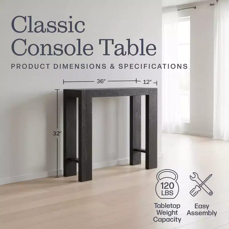 Black / Brown / Oak Solid Wood Narrow Console Table, Modern Farmhouse Style, 1-Person Use