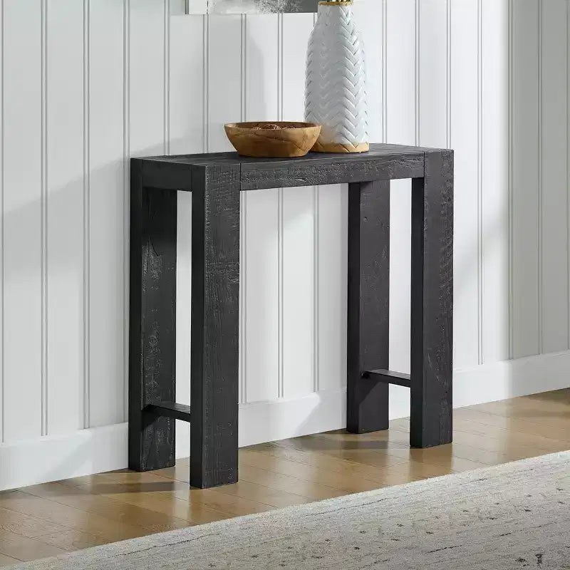 Black / Brown / Oak Solid Wood Narrow Console Table, Modern Farmhouse Style, 1-Person Use