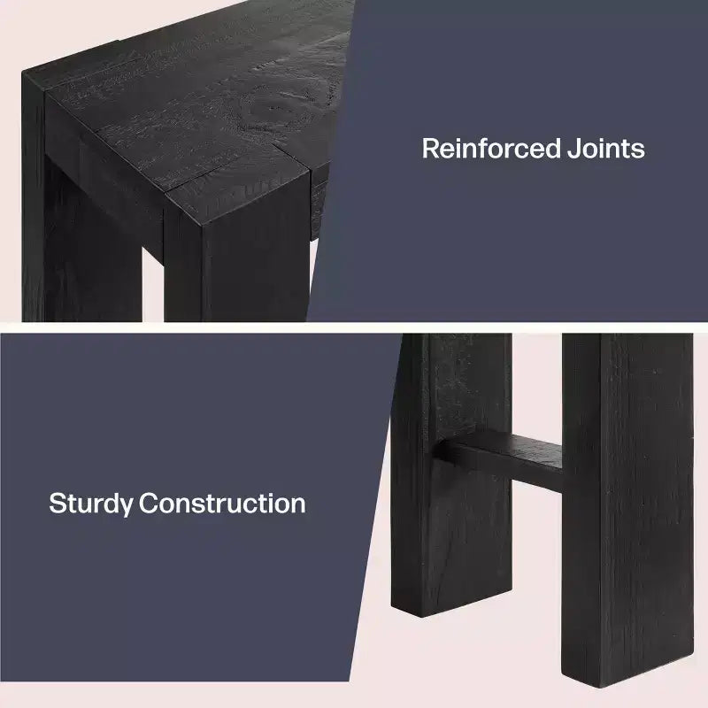 Black / Brown / Oak Solid Wood Narrow Console Table, Modern Farmhouse Style, 1-Person Use