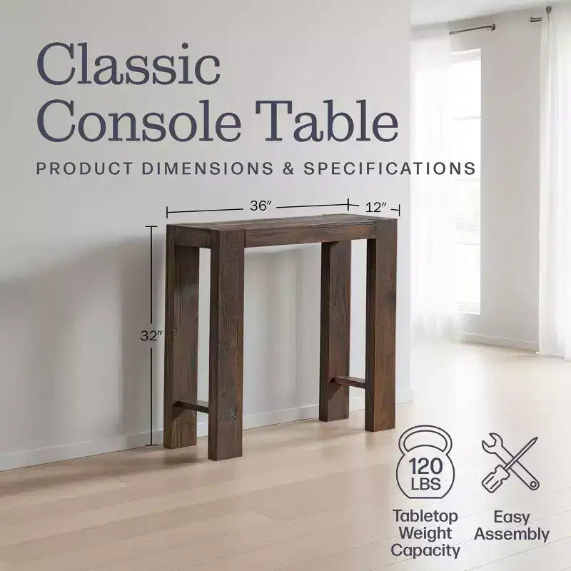 Black / Brown / Oak Solid Wood Narrow Console Table, Modern Farmhouse Style, 1-Person Use