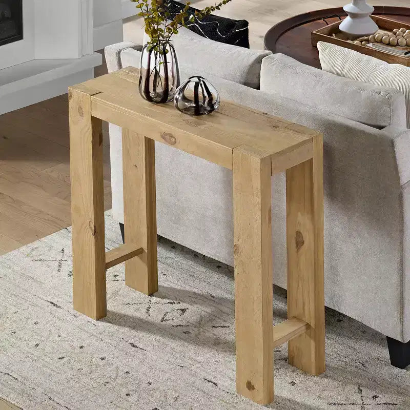 Black / Brown / Oak Solid Wood Narrow Console Table, Modern Farmhouse Style, 1-Person Use