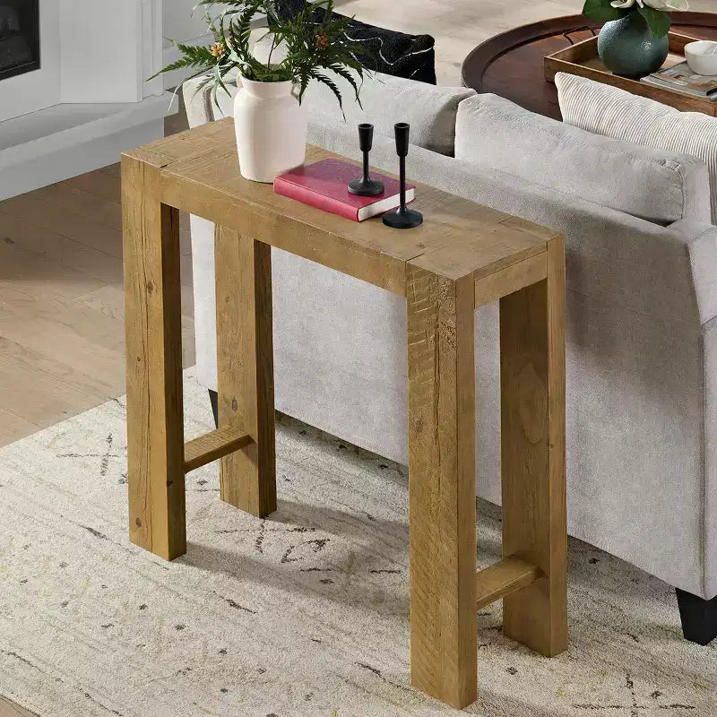 Black / Brown / Oak Solid Wood Narrow Console Table, Modern Farmhouse Style, 1-Person Use
