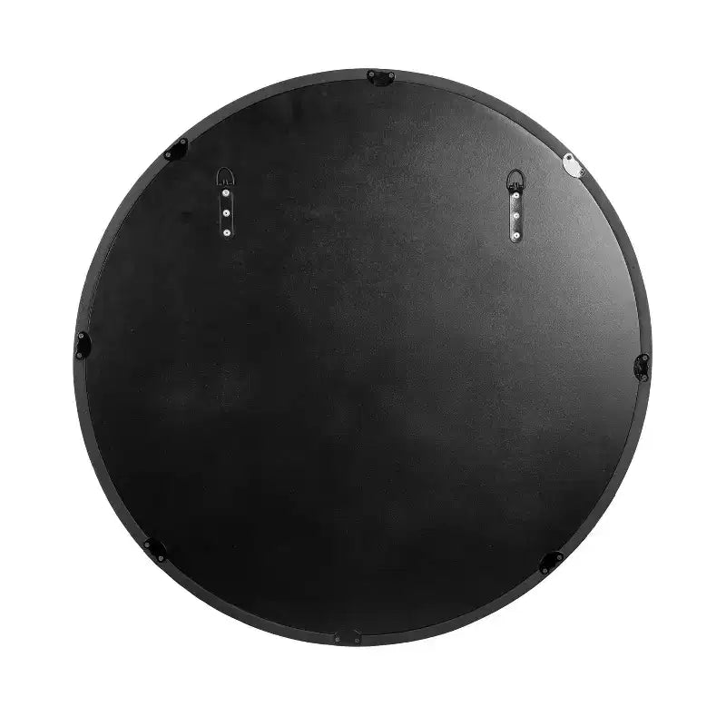 Black Round Wood Framed Wall Mirror, Single
