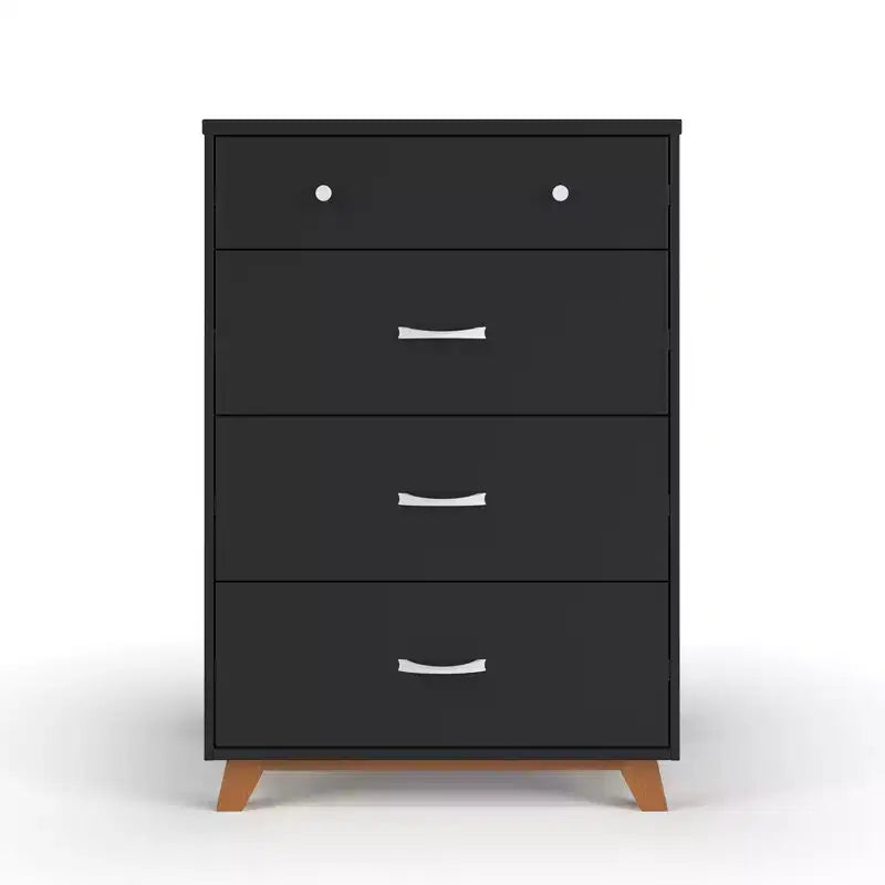 4-Drawer Dresser Chest, Dusty Heather / Ebony / White Natural, Mid-Century Style, Single User