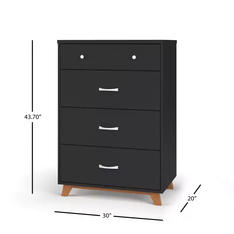 4-Drawer Dresser Chest, Dusty Heather / Ebony / White Natural, Mid-Century Style, Single User