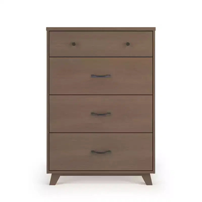 4-Drawer Dresser Chest, Dusty Heather / Ebony / White Natural, Mid-Century Style, Single User