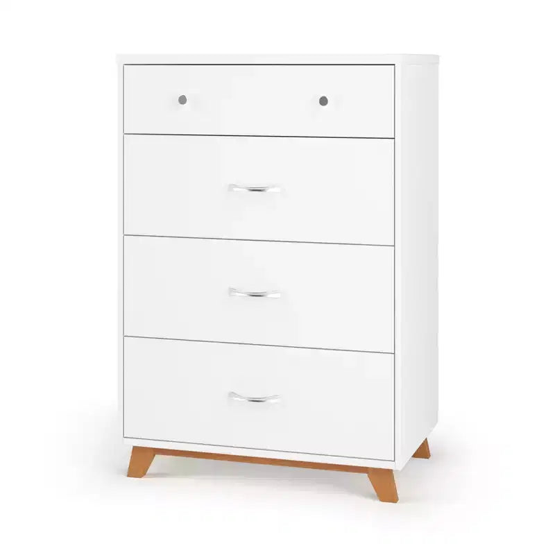 4-Drawer Dresser Chest, Dusty Heather / Ebony / White Natural, Mid-Century Style, Single User