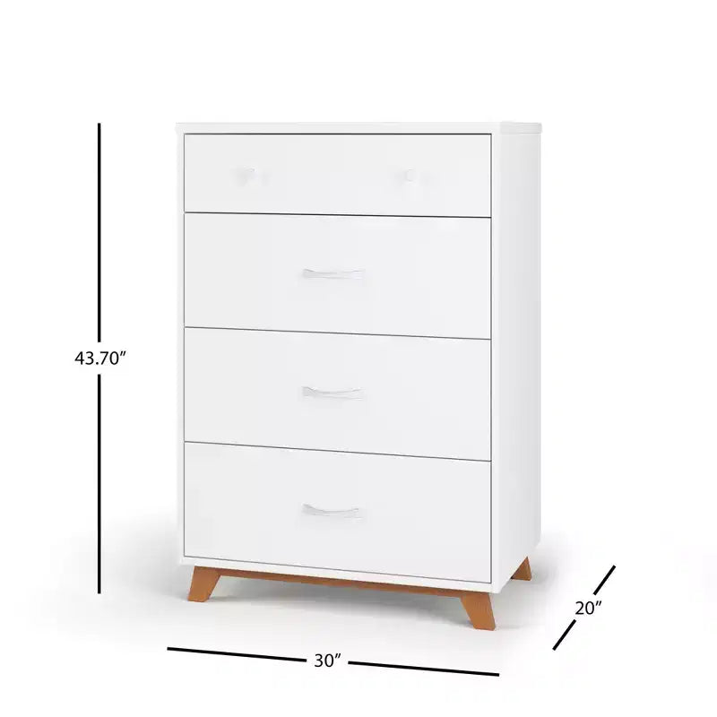 4-Drawer Dresser Chest, Dusty Heather / Ebony / White Natural, Mid-Century Style, Single User