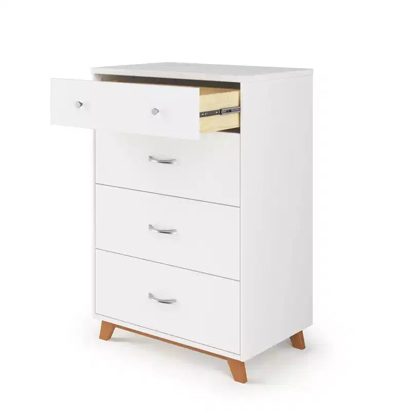 4-Drawer Dresser Chest, Dusty Heather / Ebony / White Natural, Mid-Century Style, Single User