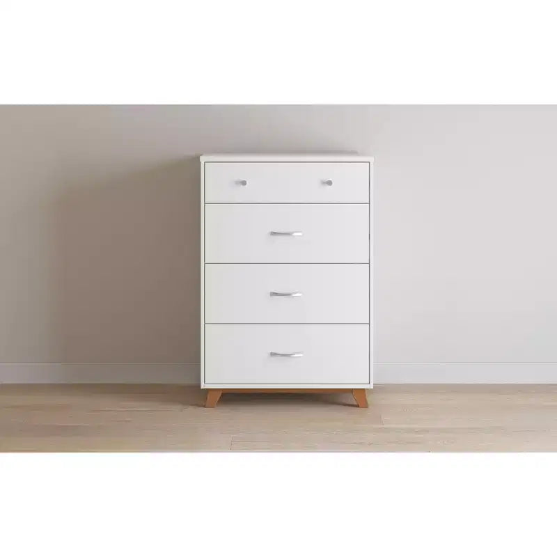 4-Drawer Dresser Chest, Dusty Heather / Ebony / White Natural, Mid-Century Style, Single User
