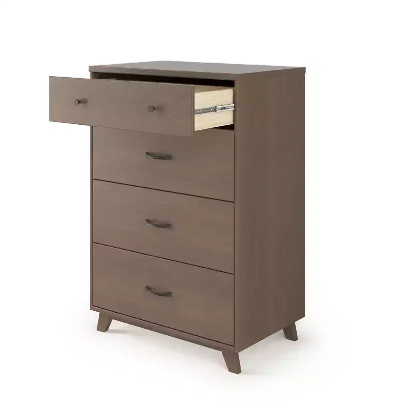 4-Drawer Dresser Chest, Dusty Heather / Ebony / White Natural, Mid-Century Style, Single User