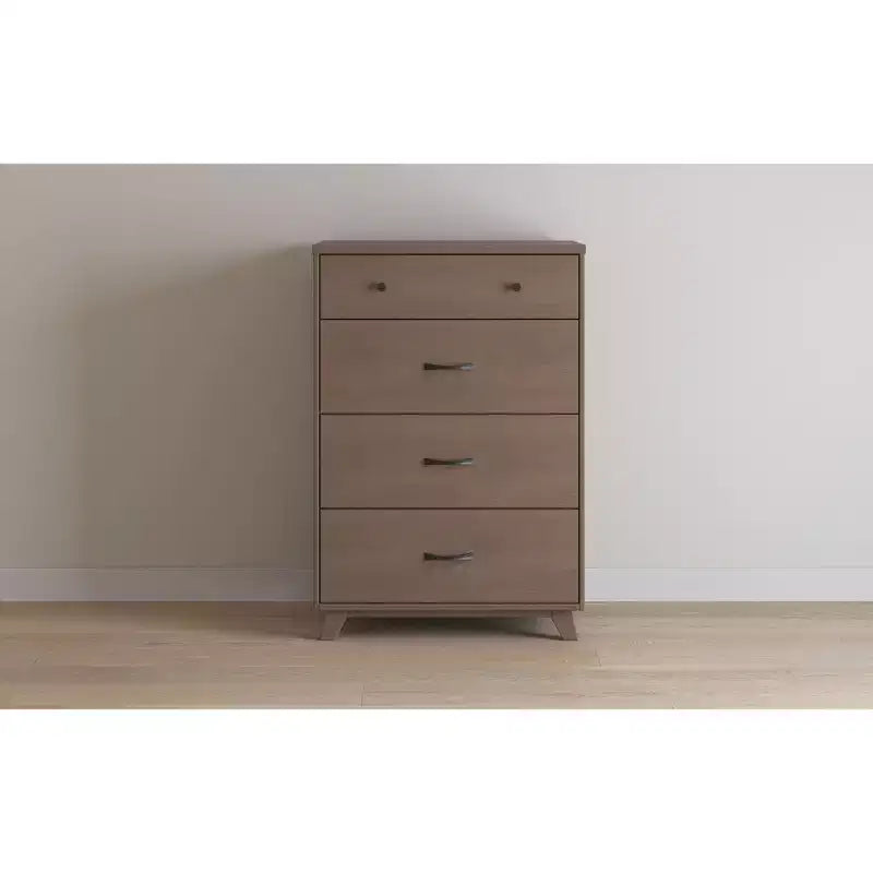 4-Drawer Dresser Chest, Dusty Heather / Ebony / White Natural, Mid-Century Style, Single User