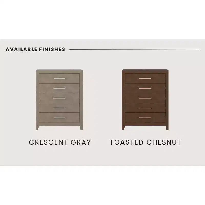 Crescent Gray / Toasted Chestnut 5-Drawer Chest for 1 Person, Nursery & Bedroom