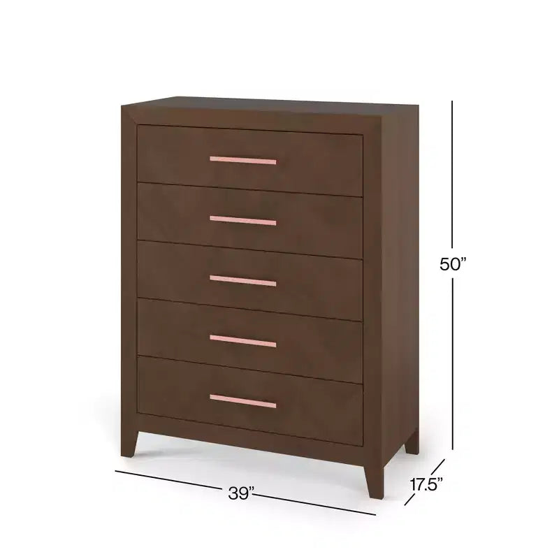 Crescent Gray / Toasted Chestnut 5-Drawer Chest for 1 Person, Nursery & Bedroom