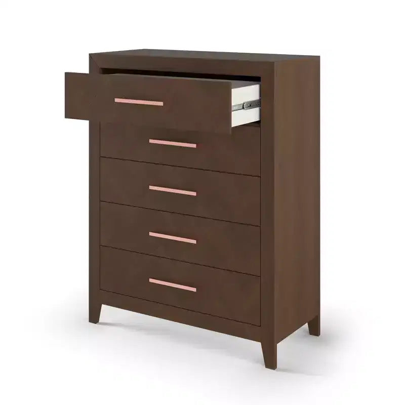 Crescent Gray / Toasted Chestnut 5-Drawer Chest for 1 Person, Nursery & Bedroom