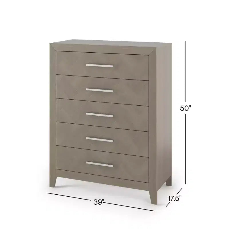 Crescent Gray / Toasted Chestnut 5-Drawer Chest for 1 Person, Nursery & Bedroom